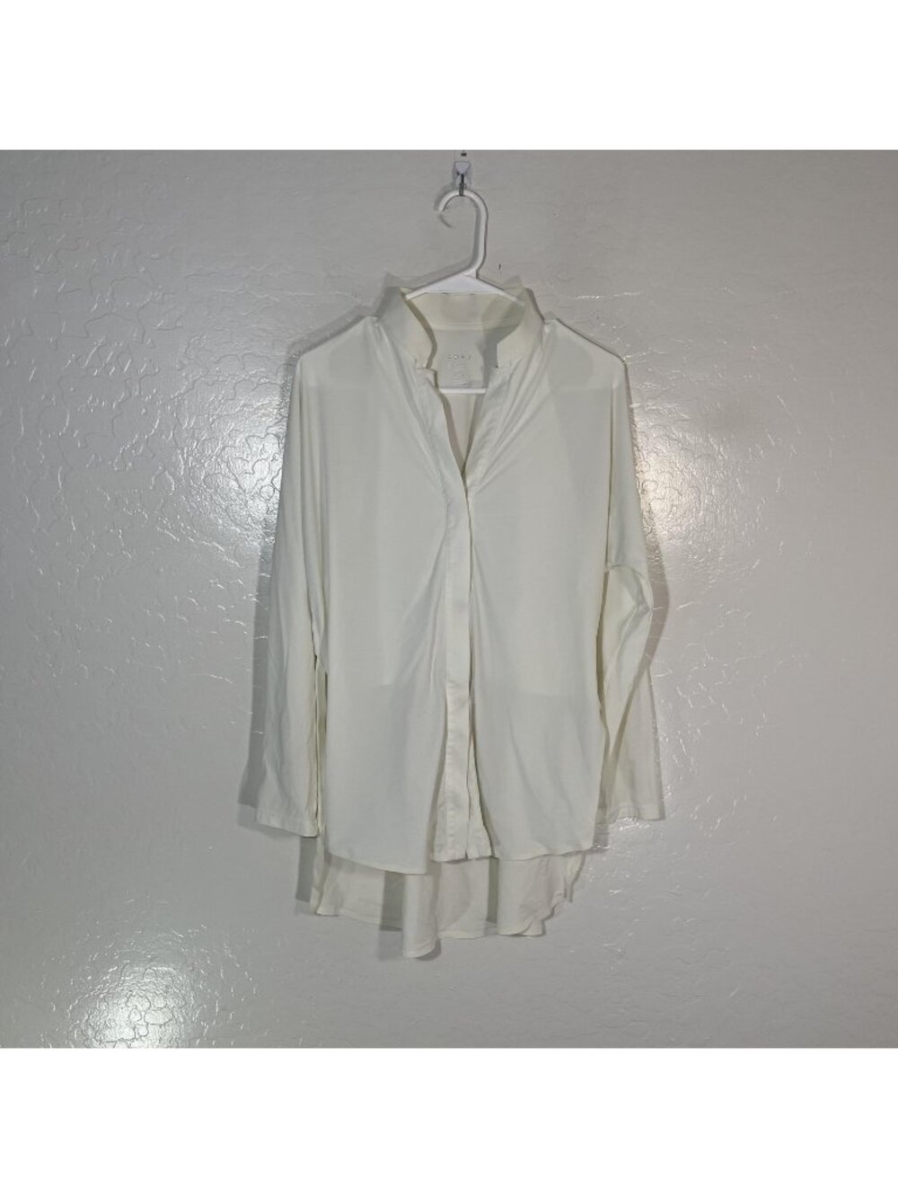 ADAY Shirt Womens Small White Something Borrowed Long Sleeve Button Tunic Top